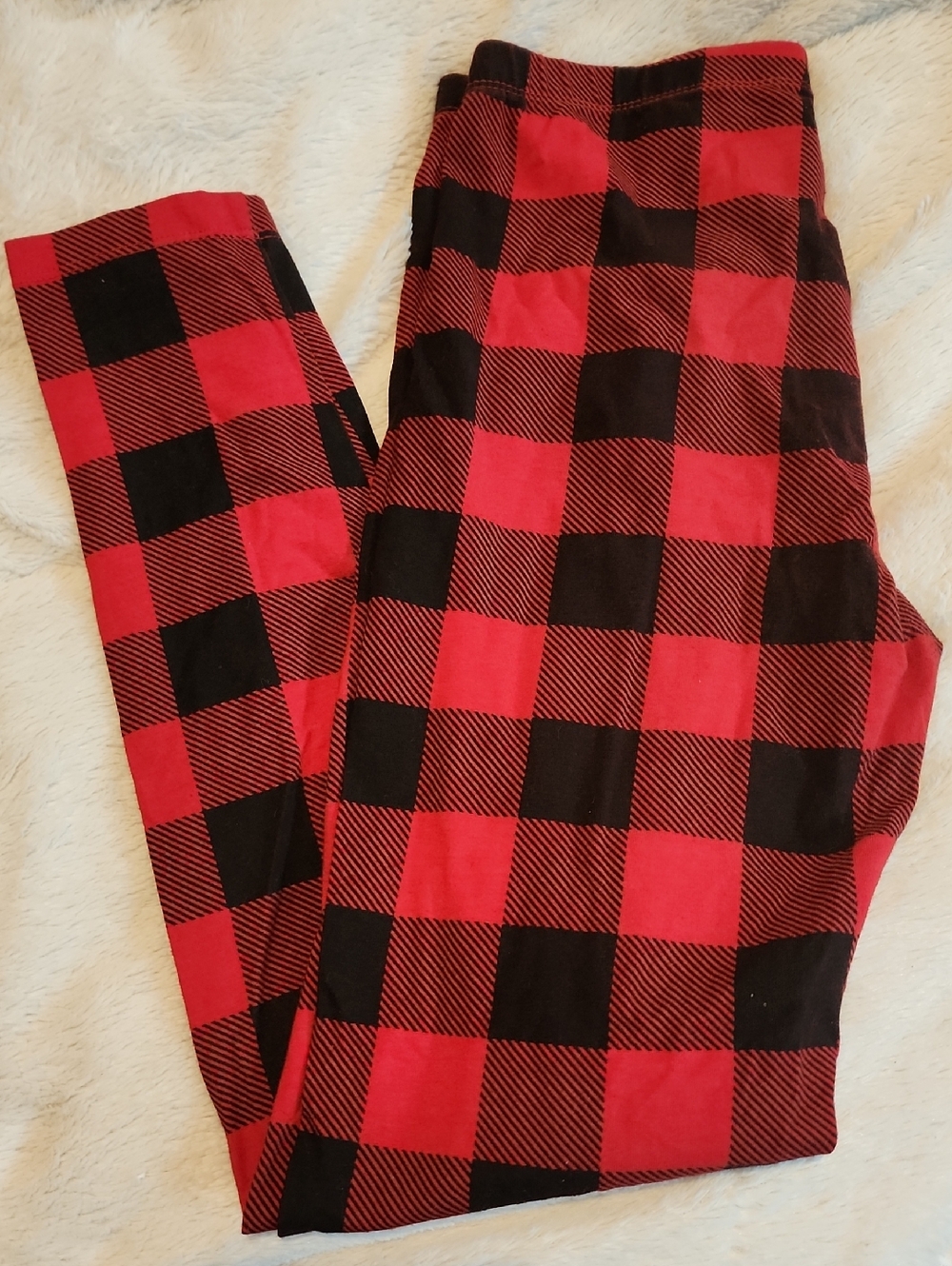 Cat &Jack Red and Black Buffalo Plaid Leggings Size XL